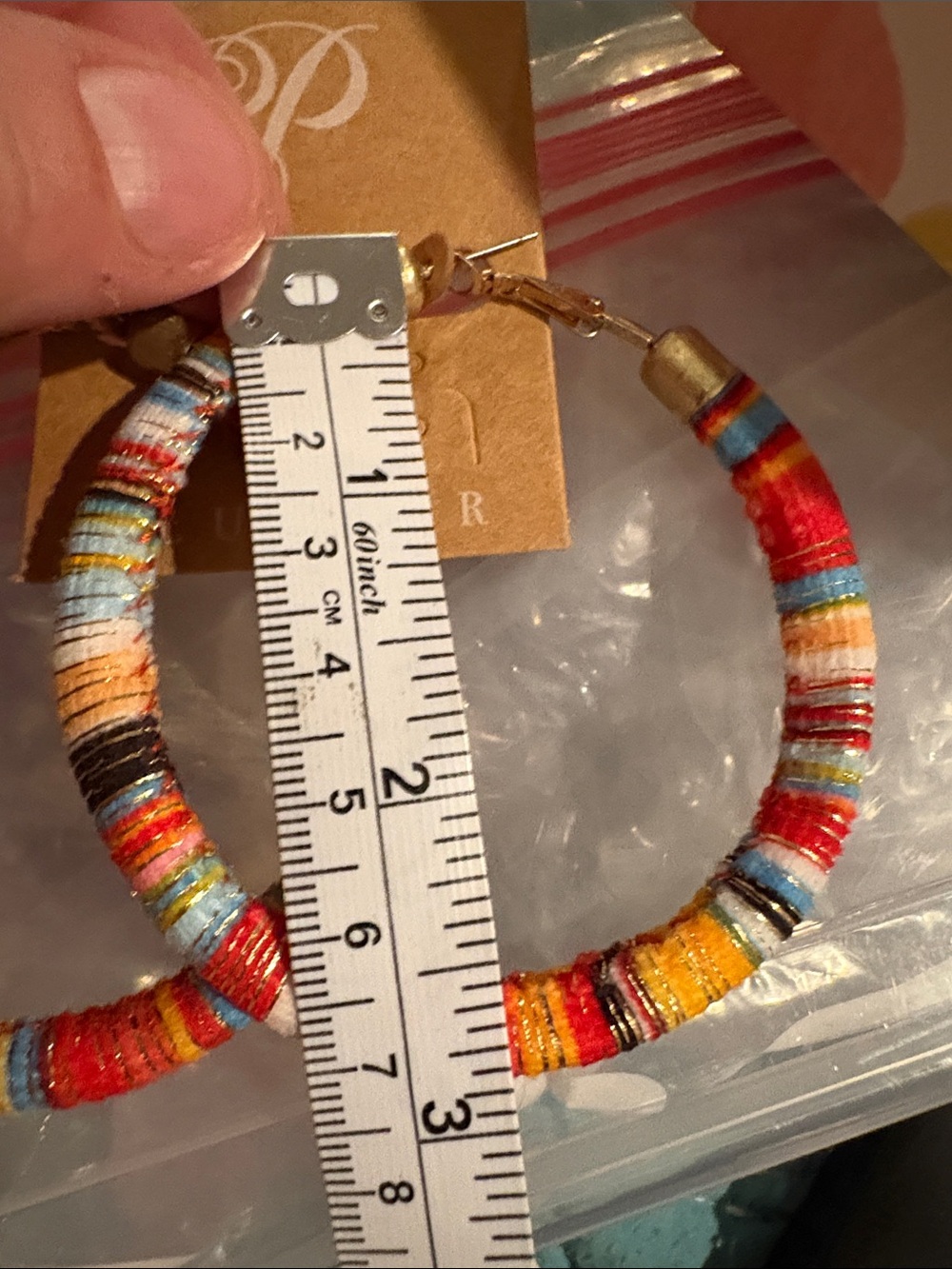 Plunder Design Colorful Threaded Lena Hoop Earrings 3” Hoops - Picture 5 of 6